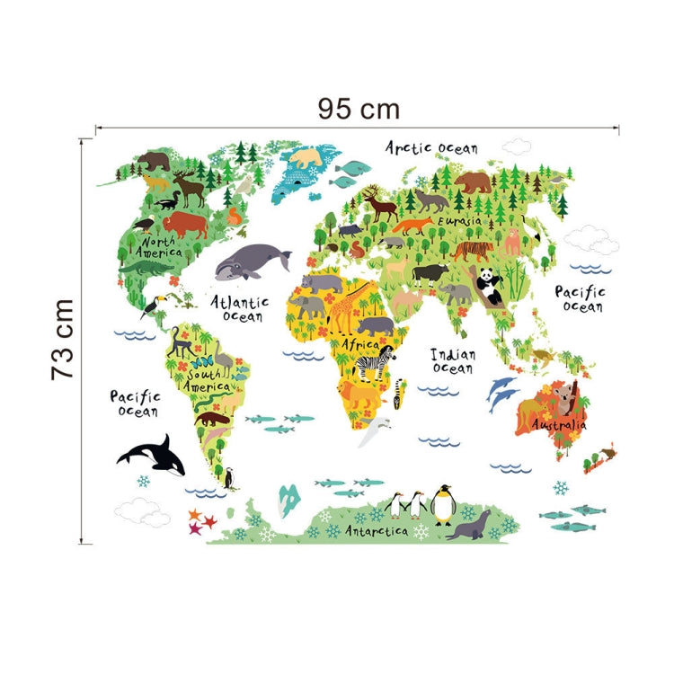 Animal World Map Waterproof Removable Background Wall Stickers My Store