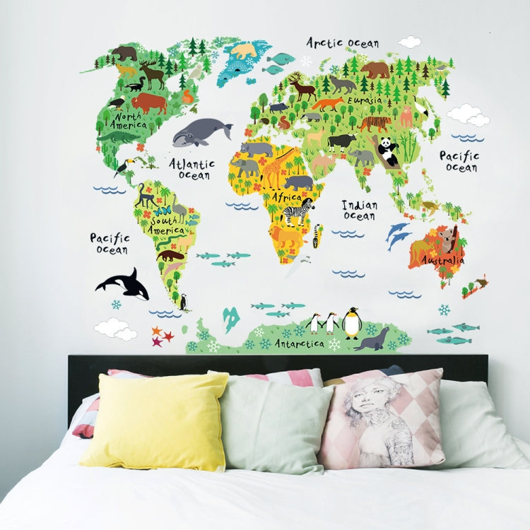 Animal World Map Waterproof Removable Background Wall Stickers My Store