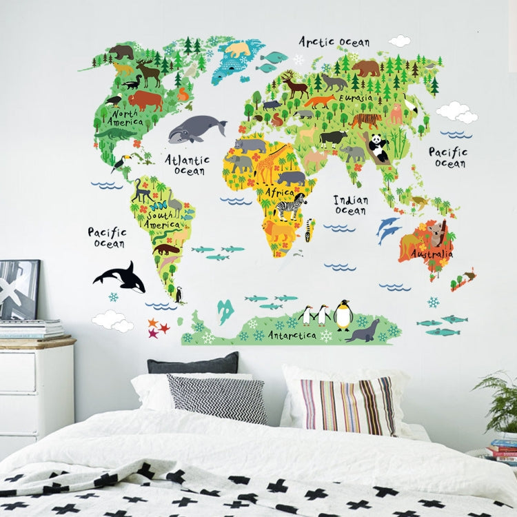 Animal World Map Waterproof Removable Background Wall Stickers My Store