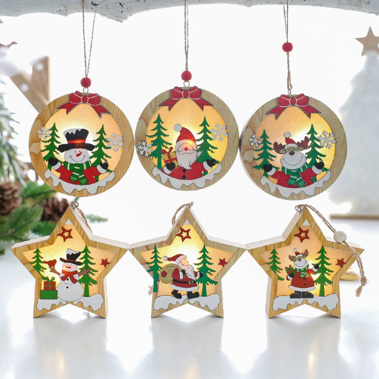 Christmas Decoration Wooden Luminous Pendant Christmas Tree Decoration Accessories