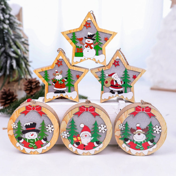 Christmas Decoration Wooden Luminous Pendant Christmas Tree Decoration Accessories