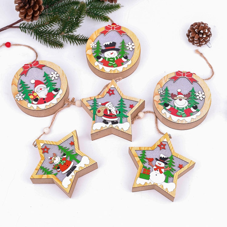 Christmas Decoration Wooden Luminous Pendant Christmas Tree Decoration Accessories My Store