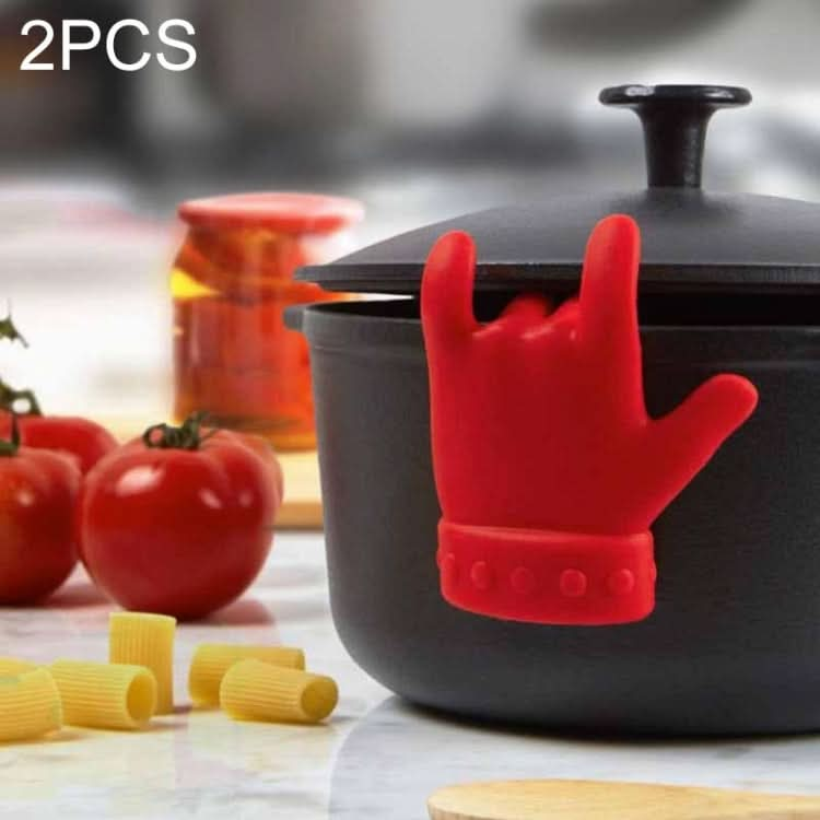 2 PCS Kitchen Silicone Pot Lid Raising Gadget Finger Shaped Pot Lid Spill-proof Raising Spoon Rack - Reluova