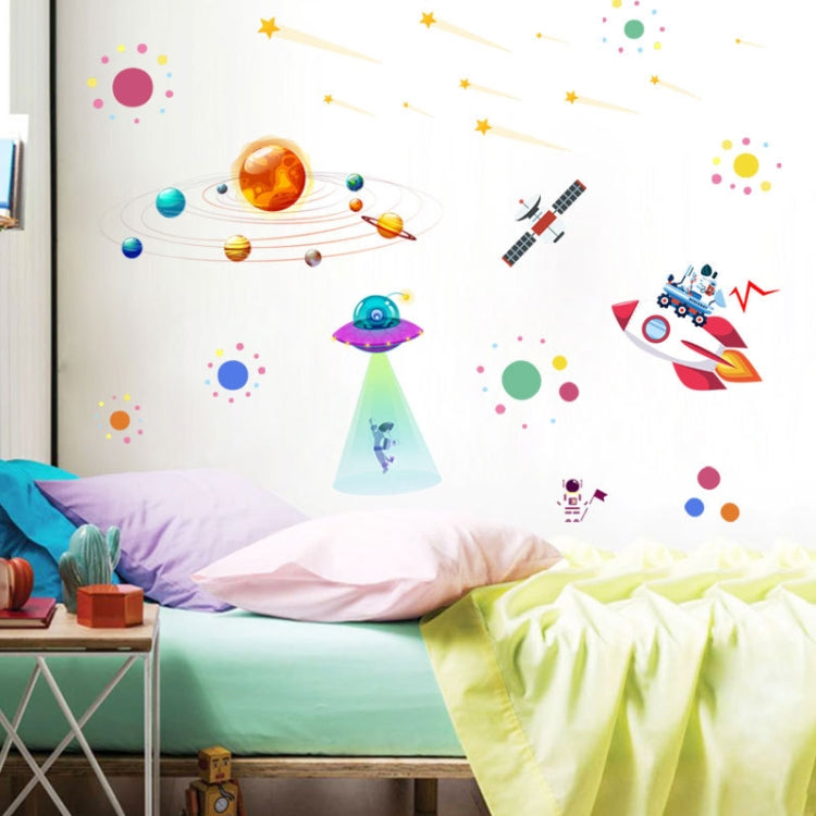 Cartoon Solar System UFO Astronaut Wall Sticker