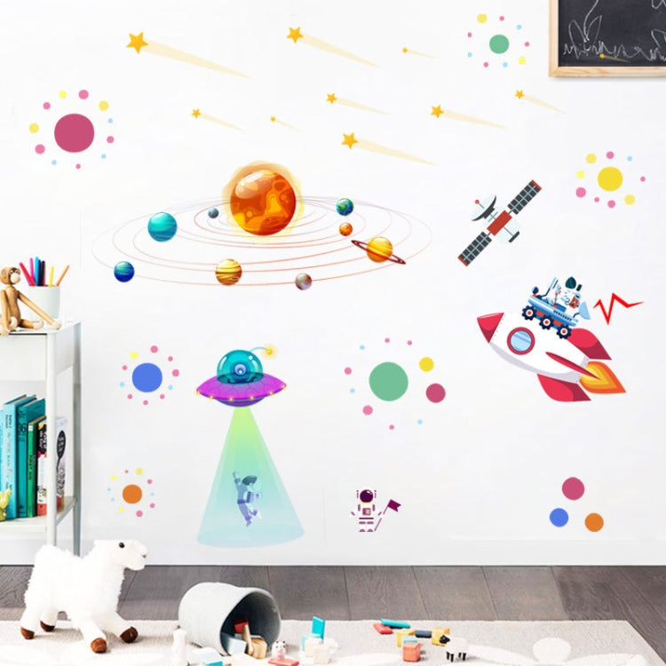 Cartoon Solar System UFO Astronaut Wall Sticker