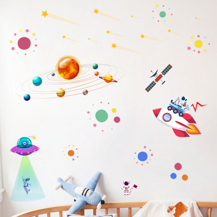 Cartoon Solar System UFO Astronaut Wall Sticker