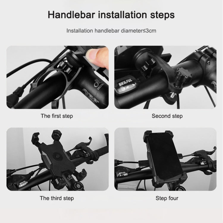 Electric Bicycle Mobile Phone Holder Can Be Rotated 360-degree Mobile Phone Holder Four-way Adjustment Bracket for Motorcycle Reluova