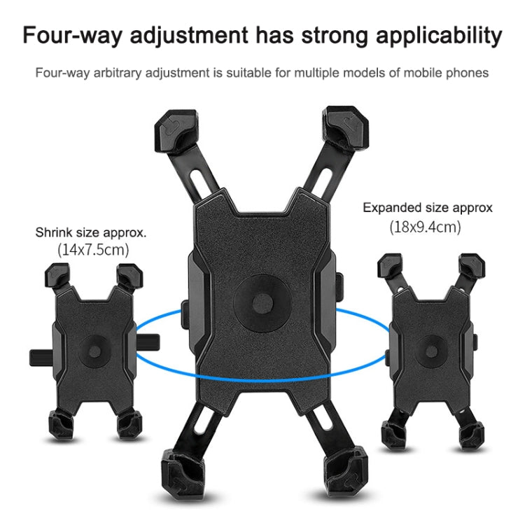 Electric Bicycle Mobile Phone Holder Can Be Rotated 360-degree Mobile Phone Holder Four-way Adjustment Bracket for Motorcycle Reluova