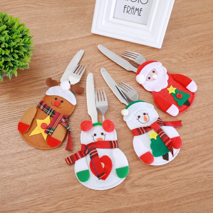 Christmas Decoration Little Snowman Knife And Fork Bag Creative Home Dining Table Cutlery Set My Store