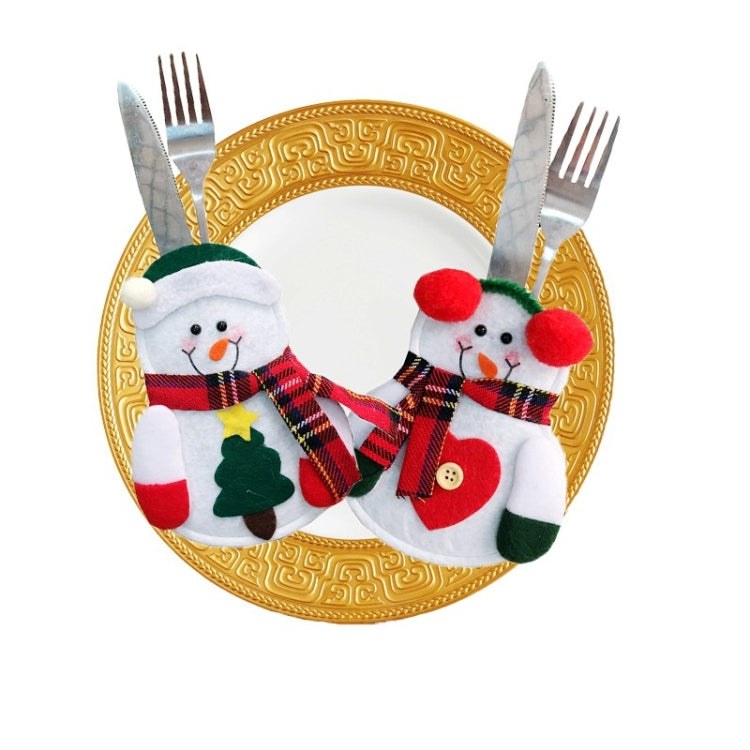 Christmas Decoration Little Snowman Knife And Fork Bag Creative Home Dining Table Cutlery Set