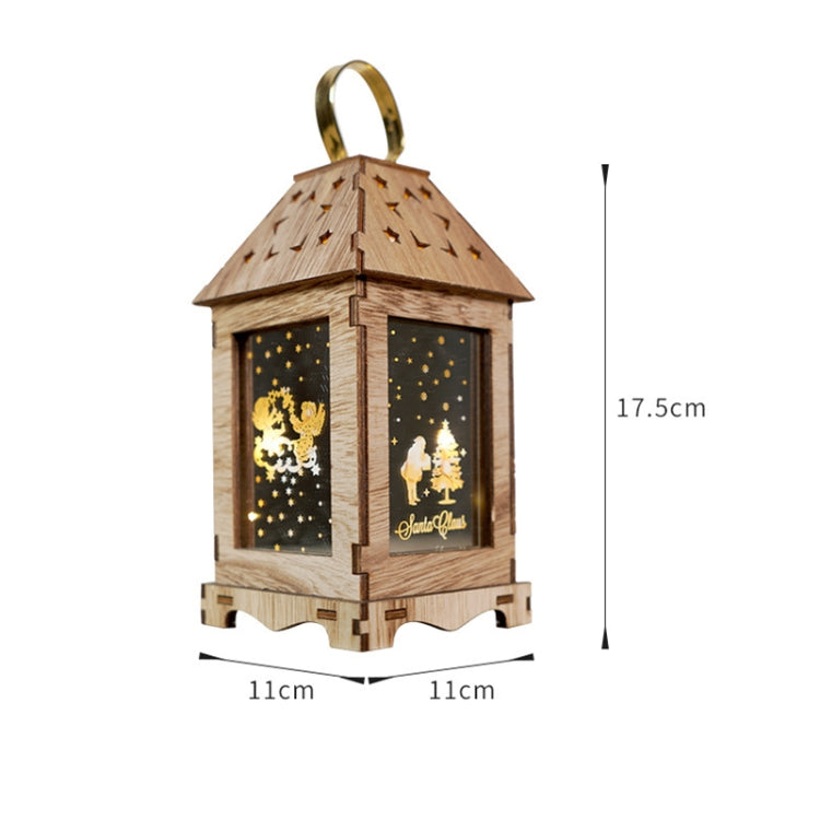 Wooden Christmas Decoration Wind Lantern LED Luminous Ornaments Portable Lantern Holiday Lights