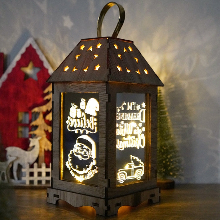 Wooden Christmas Decoration Wind Lantern LED Luminous Ornaments Portable Lantern Holiday Lights