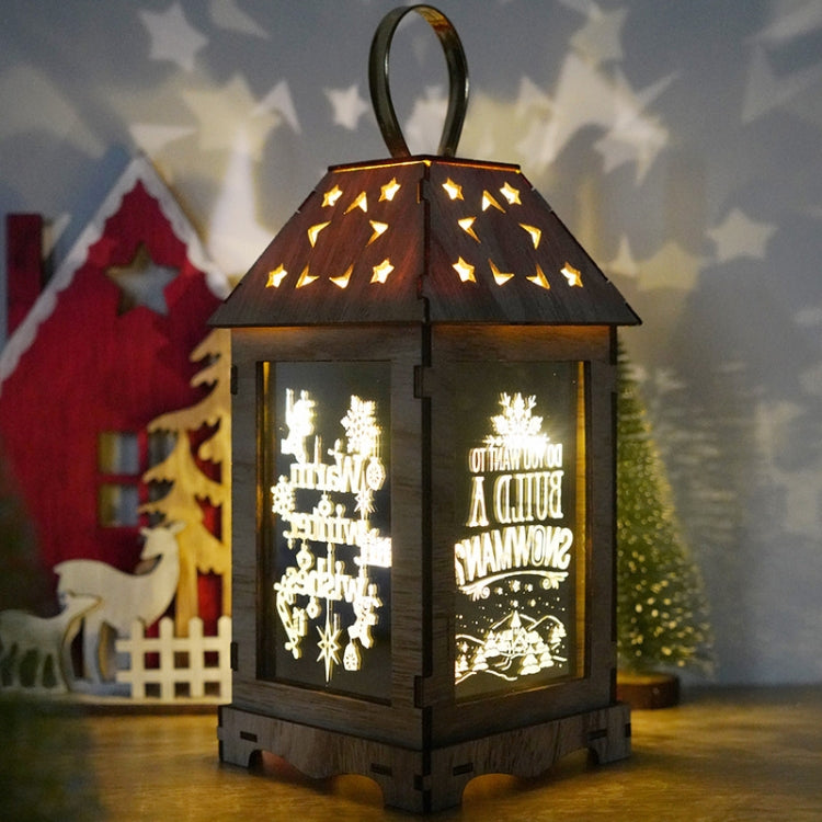 Wooden Christmas Decoration Wind Lantern LED Luminous Ornaments Portable Lantern Holiday Lights