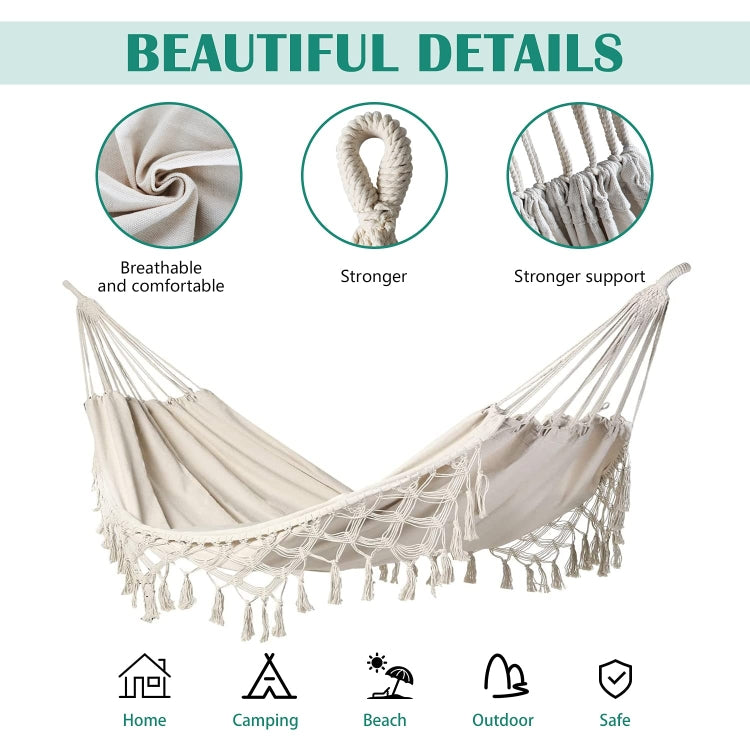 Outdoor Camping Hammock Tassel Polyester Cloth Hammock Reluova