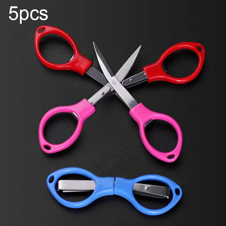 5 PCS Fishing Special Scissors Foldable Stainless Steel Fishing Tackle, Style:Plastic Handle, Color:Color Random Delivery Reluova