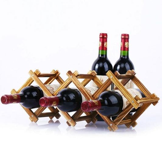 Solid Wood Wine Rack Decoration Folding Home Living Room Wine Bottle Display Rack - Reluova