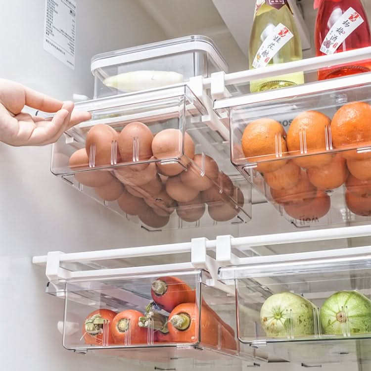 Transparent Hanging & Pull-out Refrigerator Sorting Fresh-keeping Box For Fruits Vegetables & Eggs With Separate Classification Box - Reluova