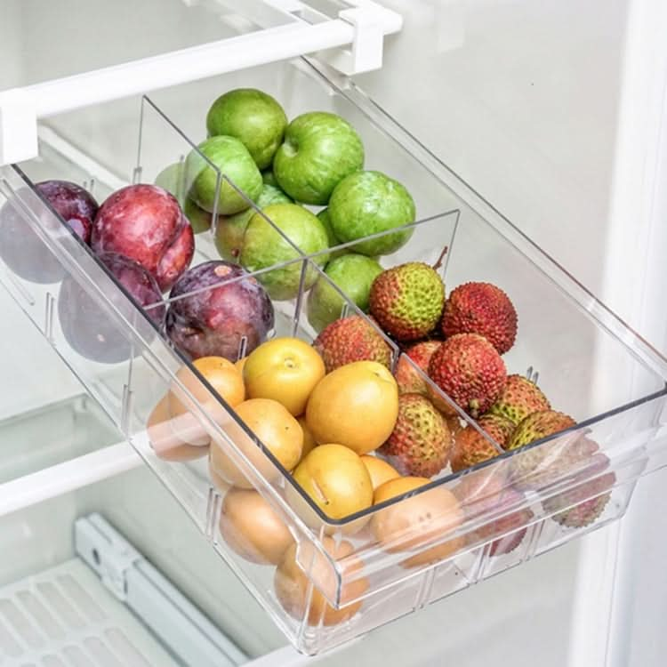 Transparent Hanging & Pull-out Refrigerator Sorting Fresh-keeping Box For Fruits Vegetables & Eggs With Separate Classification Box - Reluova