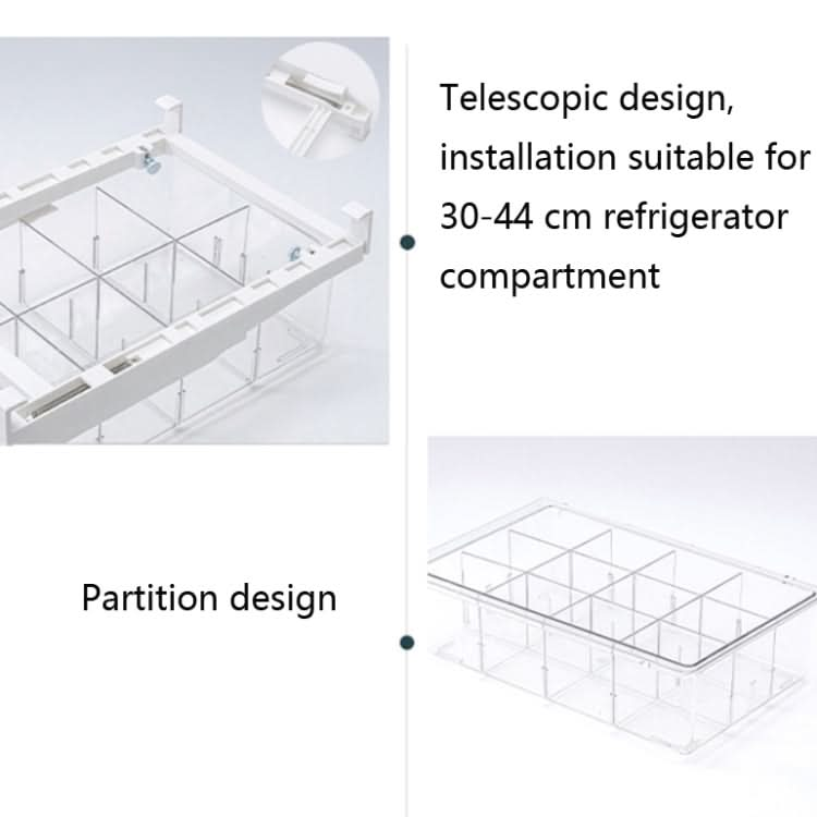 Transparent Hanging & Pull-out Refrigerator Sorting Fresh-keeping Box For Fruits Vegetables & Eggs With Separate Classification Box - Reluova