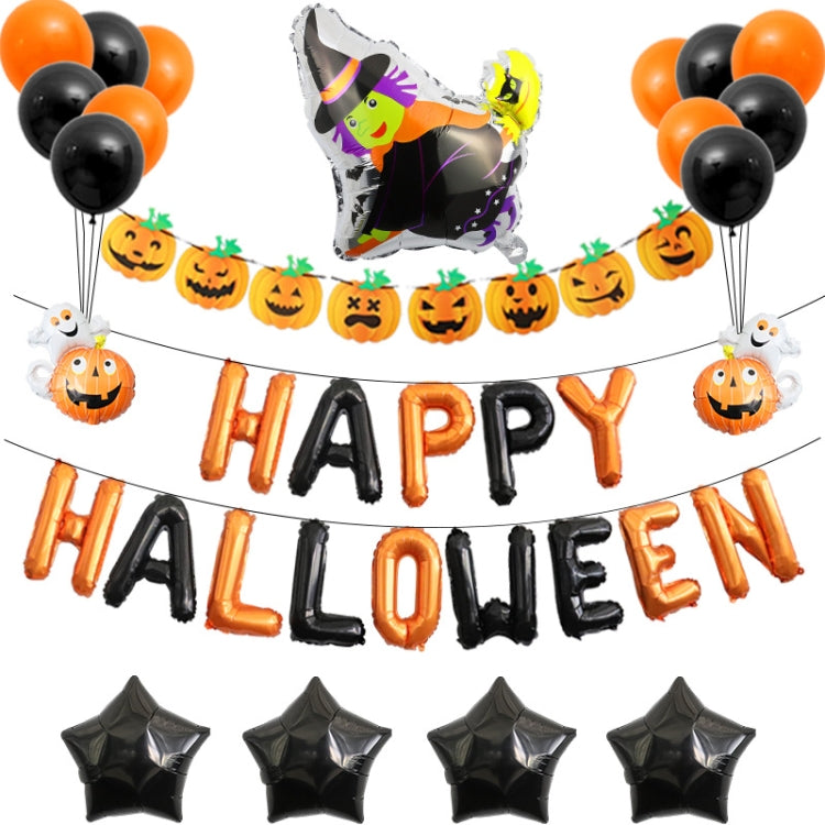 Halloween Aluminum Film Balloon Set Bar Ktv Shopping Mall Ghost Festival Flag Pulling Decoration Set My Store