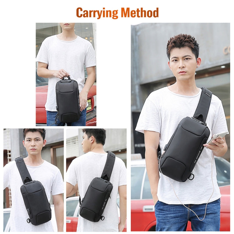 OZUKO 9223 Anti-theft Men Chest Bag Waterproof Crossbody Bag with External USB Charging Port