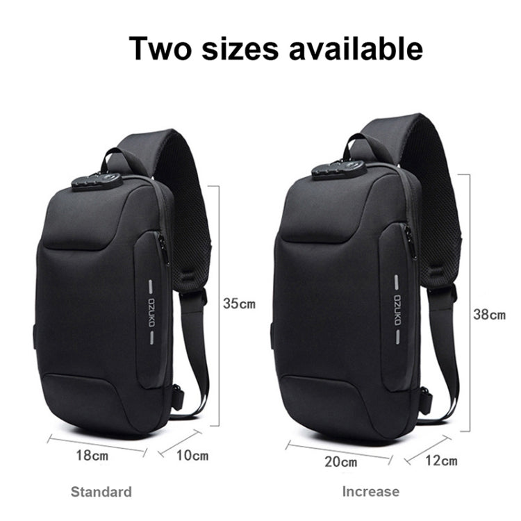 OZUKO 9223 Anti-theft Men Chest Bag Waterproof Crossbody Bag with External USB Charging Port