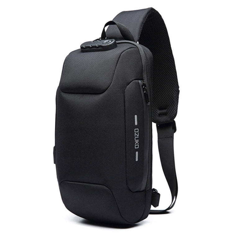 OZUKO 9223 Anti-theft Men Chest Bag Waterproof Crossbody Bag with External USB Charging Port