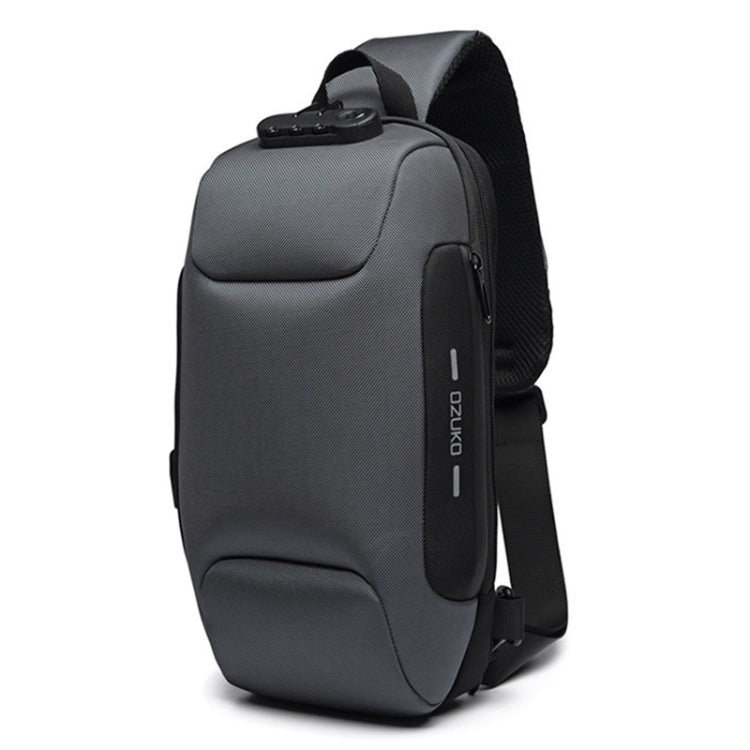 OZUKO 9223 Anti-theft Men Chest Bag Waterproof Crossbody Bag with External USB Charging Port