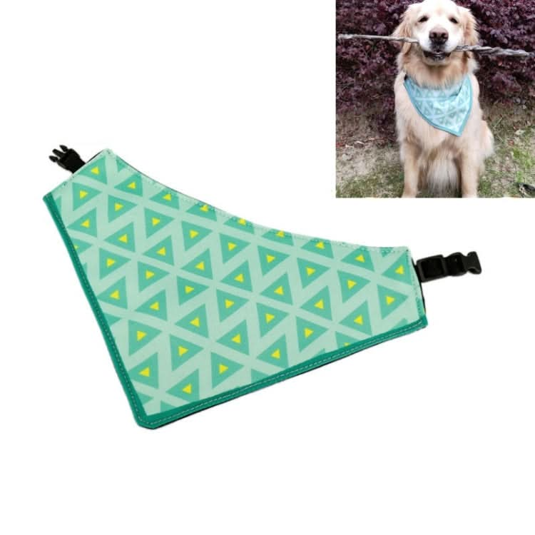 Pastoral Style Green Deometric Triangle Pet Scarf Three-layer Thickened Waterproof Saliva Towel - Reluova