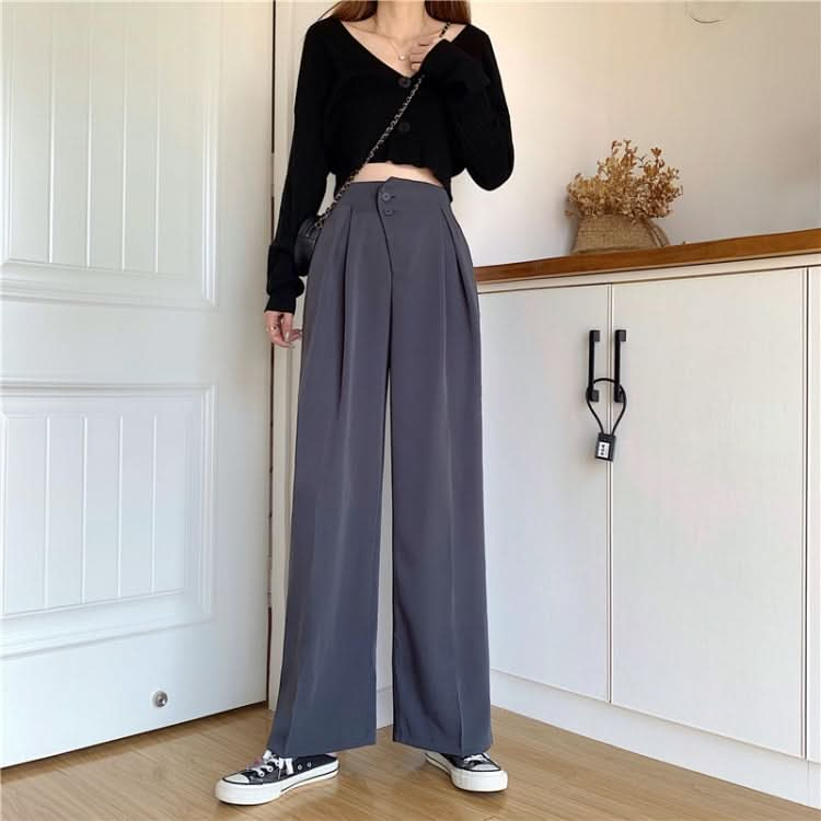 High Waist Slimming Casual Loose Loose All-Match Solid Color Suit Pants Women Wide-Leg Trousers