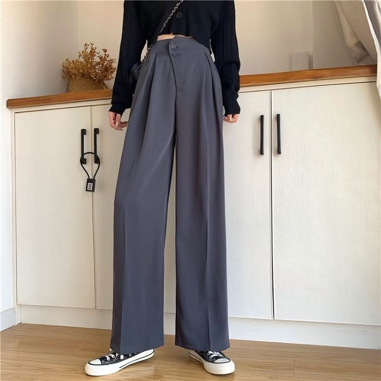 High Waist Slimming Casual Loose Loose All-Match Solid Color Suit Pants Women Wide-Leg Trousers