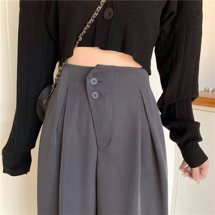 High Waist Slimming Casual Loose Loose All-Match Solid Color Suit Pants Women Wide-Leg Trousers Reluova