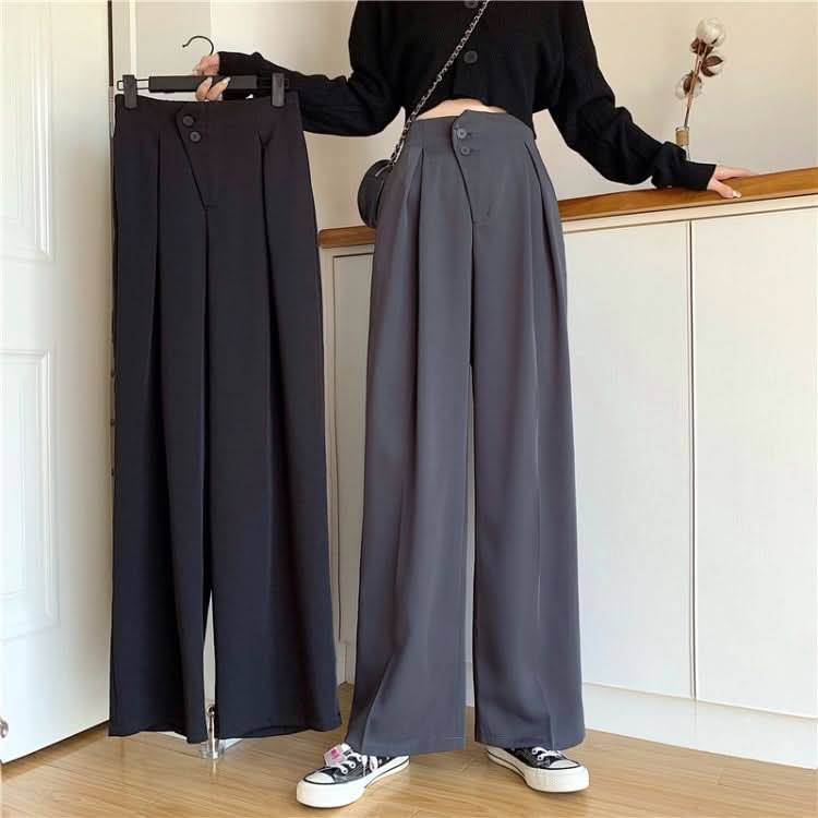 High Waist Slimming Casual Loose Loose All-Match Solid Color Suit Pants Women Wide-Leg Trousers