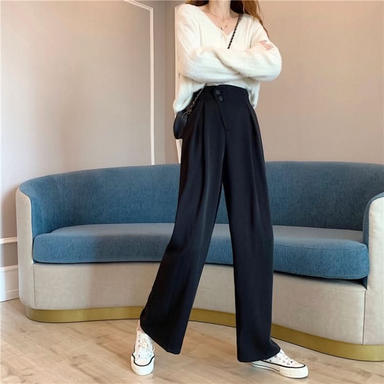 High Waist Slimming Casual Loose Loose All-Match Solid Color Suit Pants Women Wide-Leg Trousers