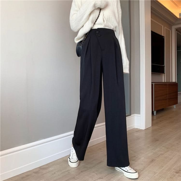 High Waist Slimming Casual Loose Loose All-Match Solid Color Suit Pants Women Wide-Leg Trousers Reluova