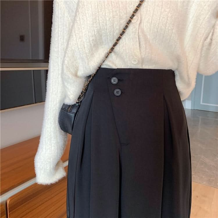 High Waist Slimming Casual Loose Loose All-Match Solid Color Suit Pants Women Wide-Leg Trousers Reluova