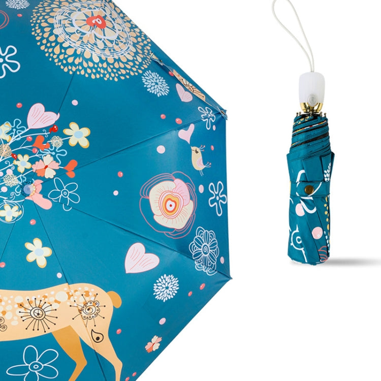 Small Fresh Vinyl Folding Cartoon Forest Rain and Sun Dual-use Umbrella My Store