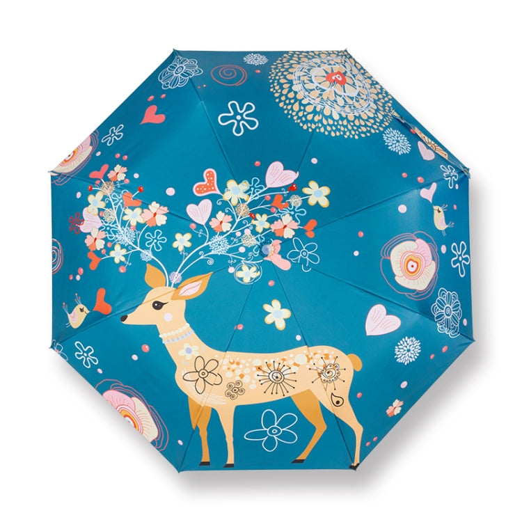 Small Fresh Vinyl Folding Cartoon Forest Rain and Sun Dual-use Umbrella My Store