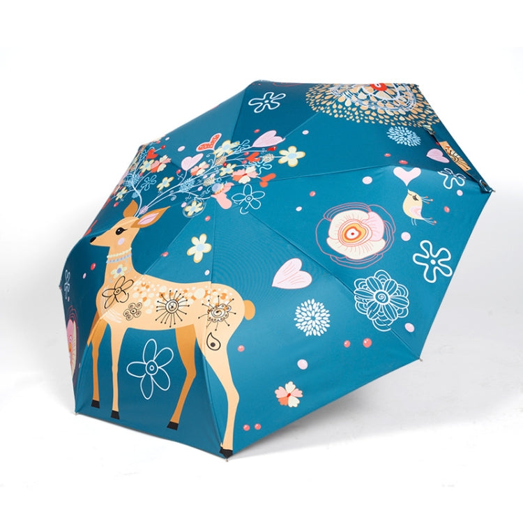 Small Fresh Vinyl Folding Cartoon Forest Rain and Sun Dual-use Umbrella My Store