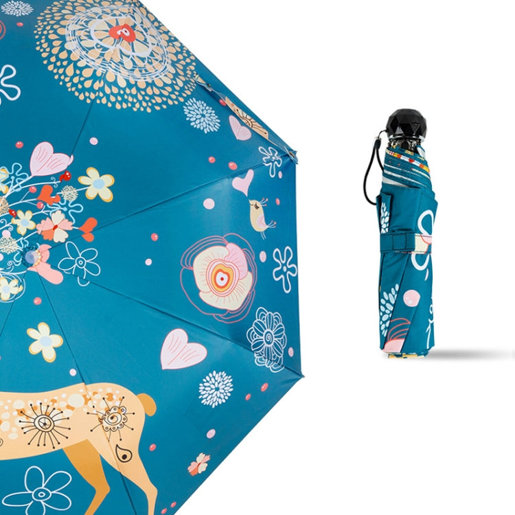 Small Fresh Vinyl Folding Cartoon Forest Rain and Sun Dual-use Umbrella My Store