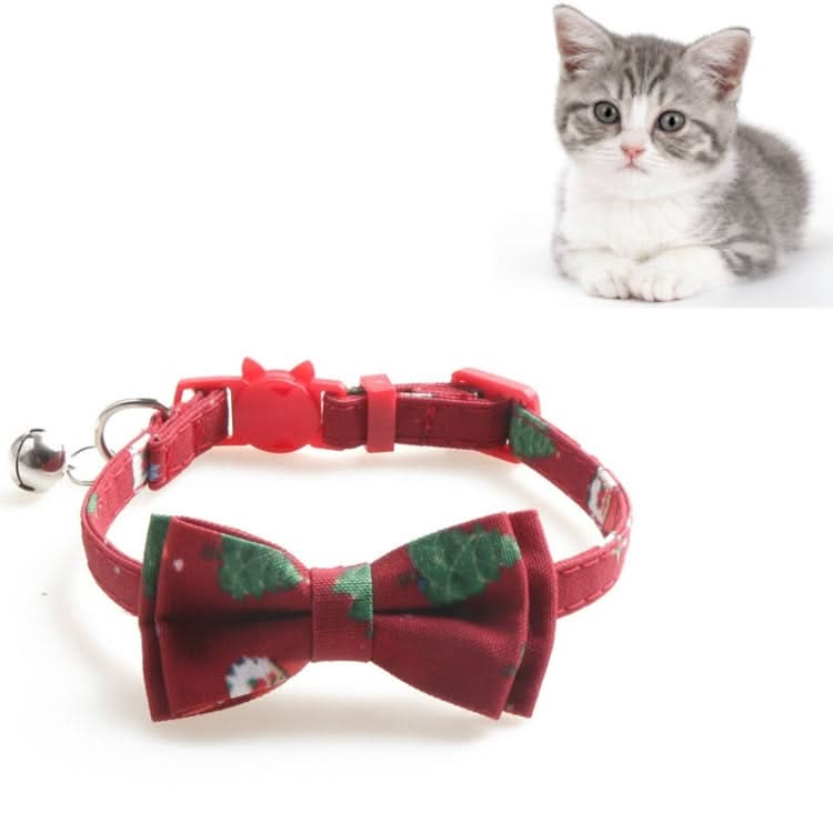 Christmas Snowman & Tree Pattern Pet Collar with Bells - Reluova