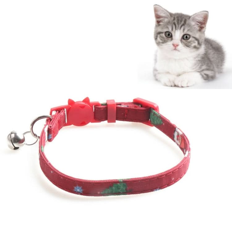 Christmas Snowman & Tree Pattern Pet Collar with Bells - Reluova