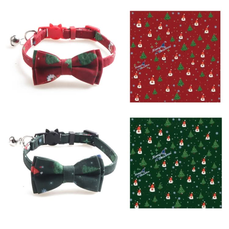 Christmas Snowman & Tree Pattern Pet Collar with Bells - Reluova