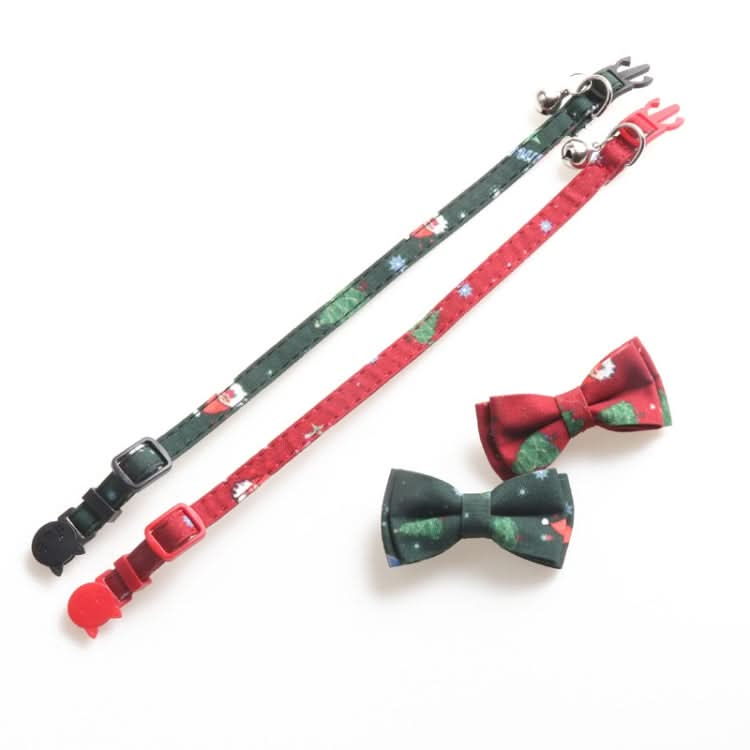 Christmas Snowman & Tree Pattern Pet Collar with Bells - Reluova