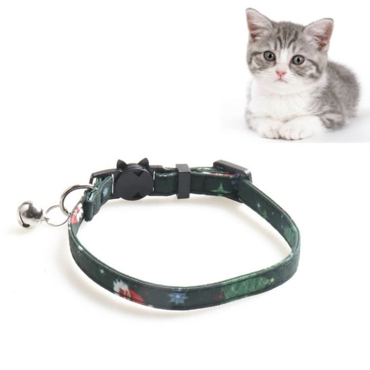 Christmas Snowman & Tree Pattern Pet Collar with Bells - Reluova