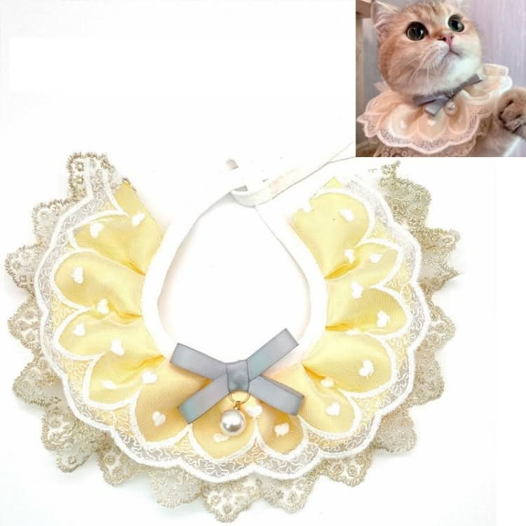 Pet Bib Adjustable Saliva Towel Lace Pearl Pendant Dog Collar - Reluova