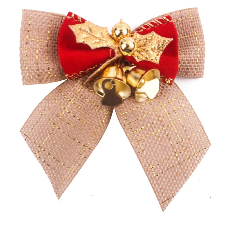 15 PCS Christmas Bow With Iron Bells Christmas Wreath Christmas Tree Decorations, Random Style Delivery