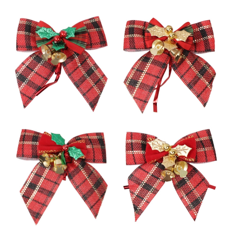 15 PCS Christmas Bow With Iron Bells Christmas Wreath Christmas Tree Decorations, Random Style Delivery