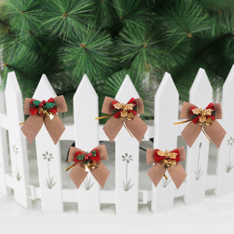 15 PCS Christmas Bow With Iron Bells Christmas Wreath Christmas Tree Decorations, Random Style Delivery