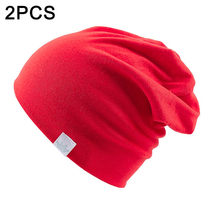 2 PCS Cute Solid Knitted Cotton Hat Beanies Autumn Winter Warm Earmuff Colorful Crown Caps For Newborn Baby Children-Reluova